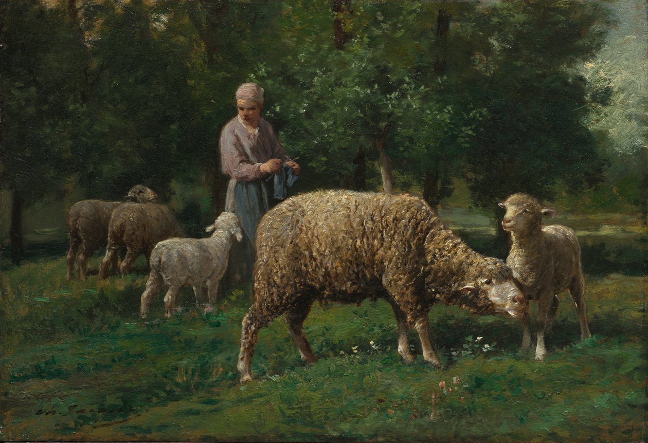 Herdinna med får av Charles Emile Jacque