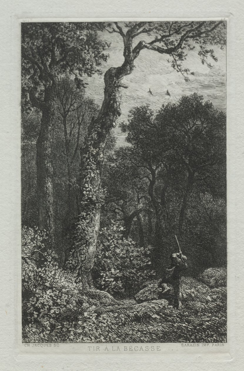 Att skjuta skogssnäppan. av Charles Emile Jacque