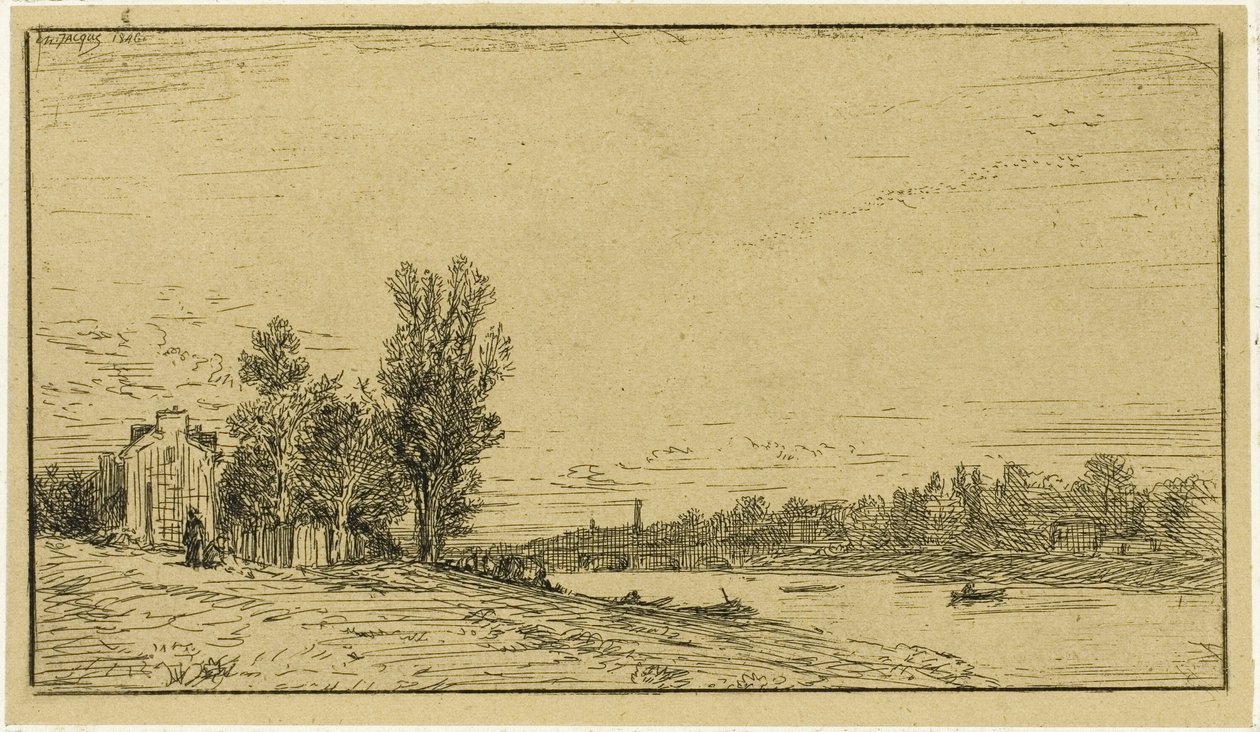 En flods stränder av Charles Emile Jacque