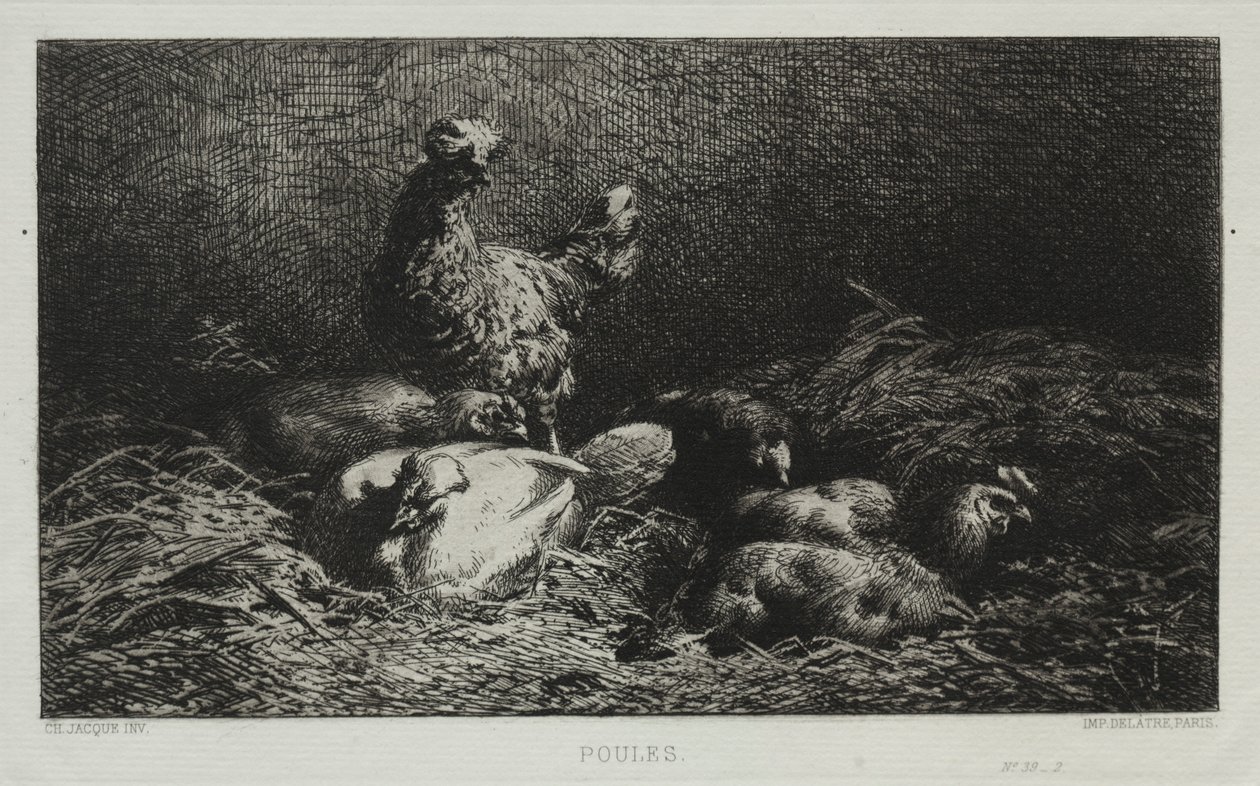 Kycklingarna. av Charles Emile Jacque