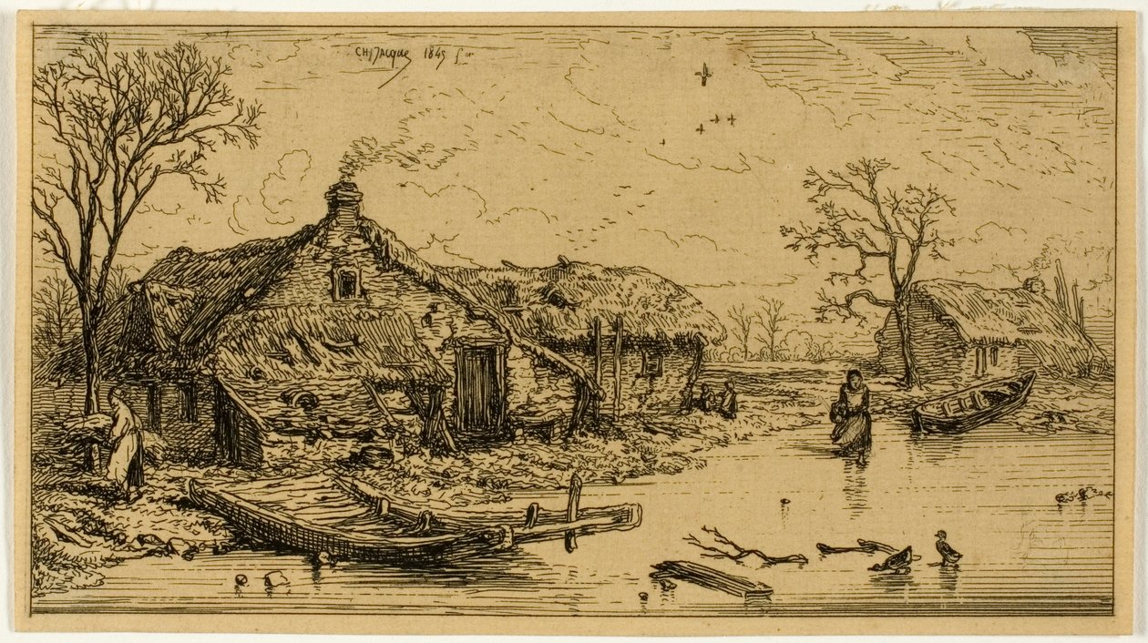 Den frusna dammen av Charles Emile Jacque