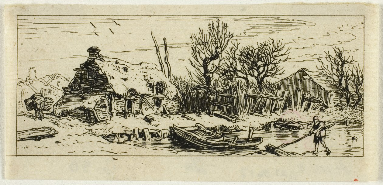 The Frozen Pond, liten tallrik av Charles Emile Jacque