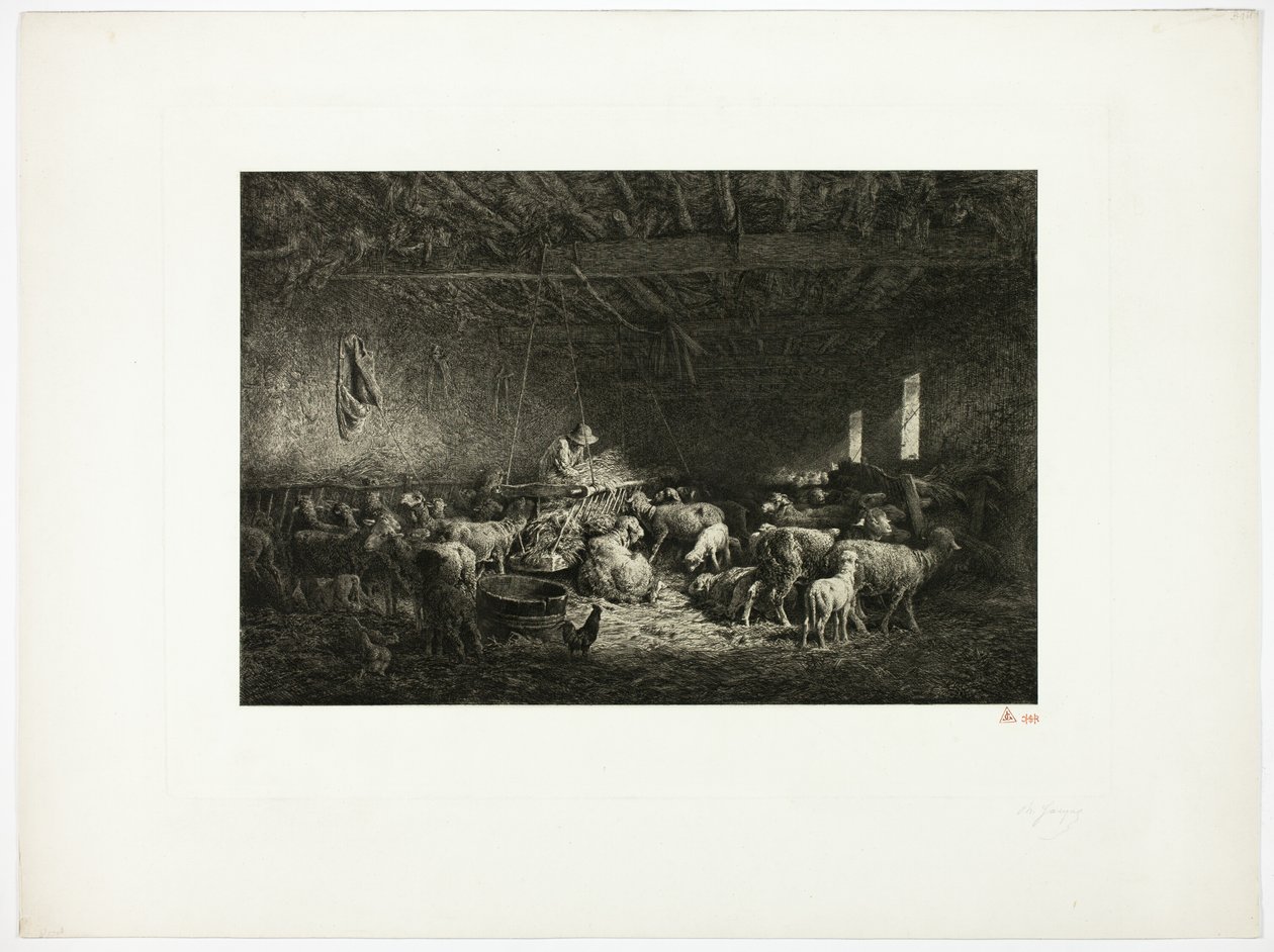 The Large Sheepcot (horisontell tallrik) av Charles Emile Jacque