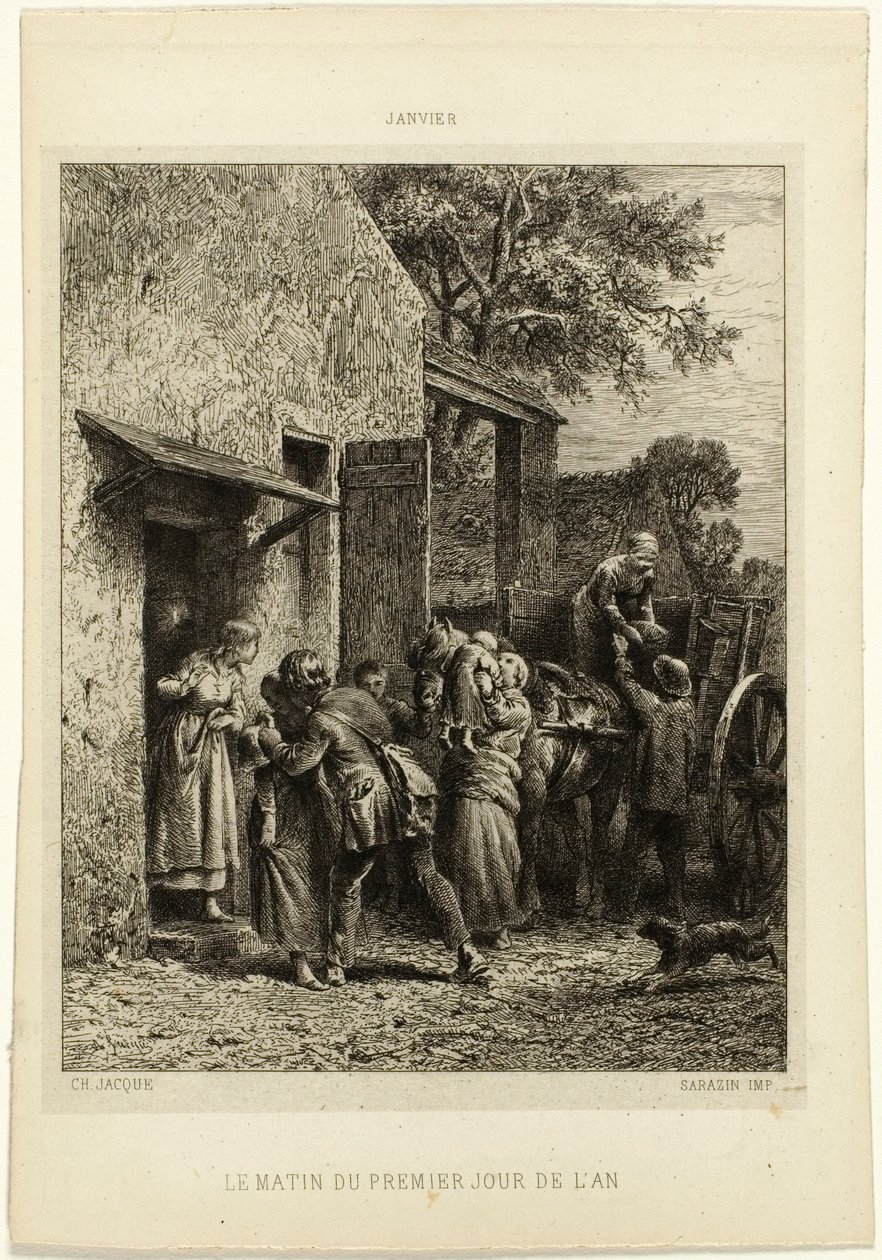 Morgonen på årets första dag av Charles Emile Jacque