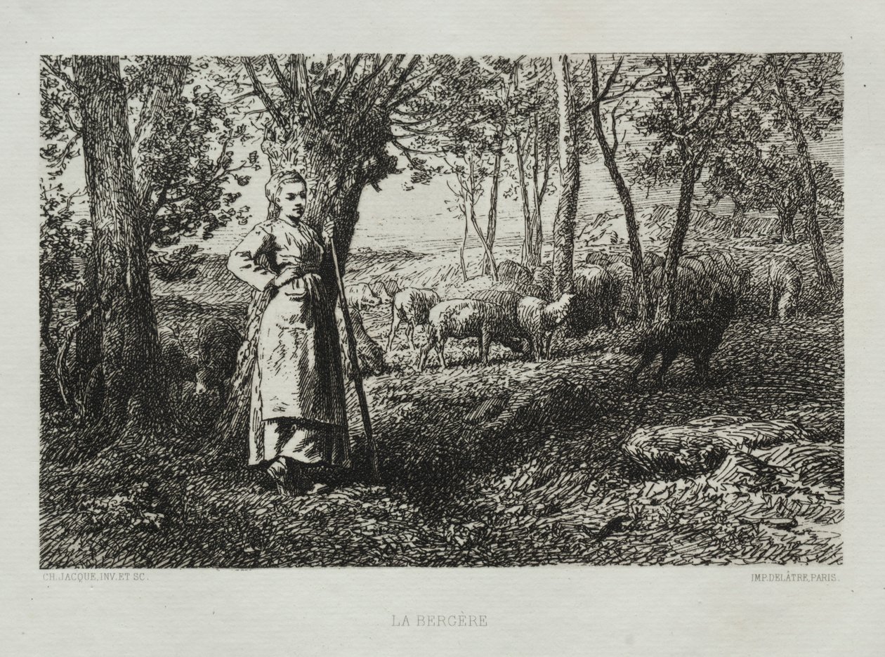 Herdinnan. av Charles Emile Jacque