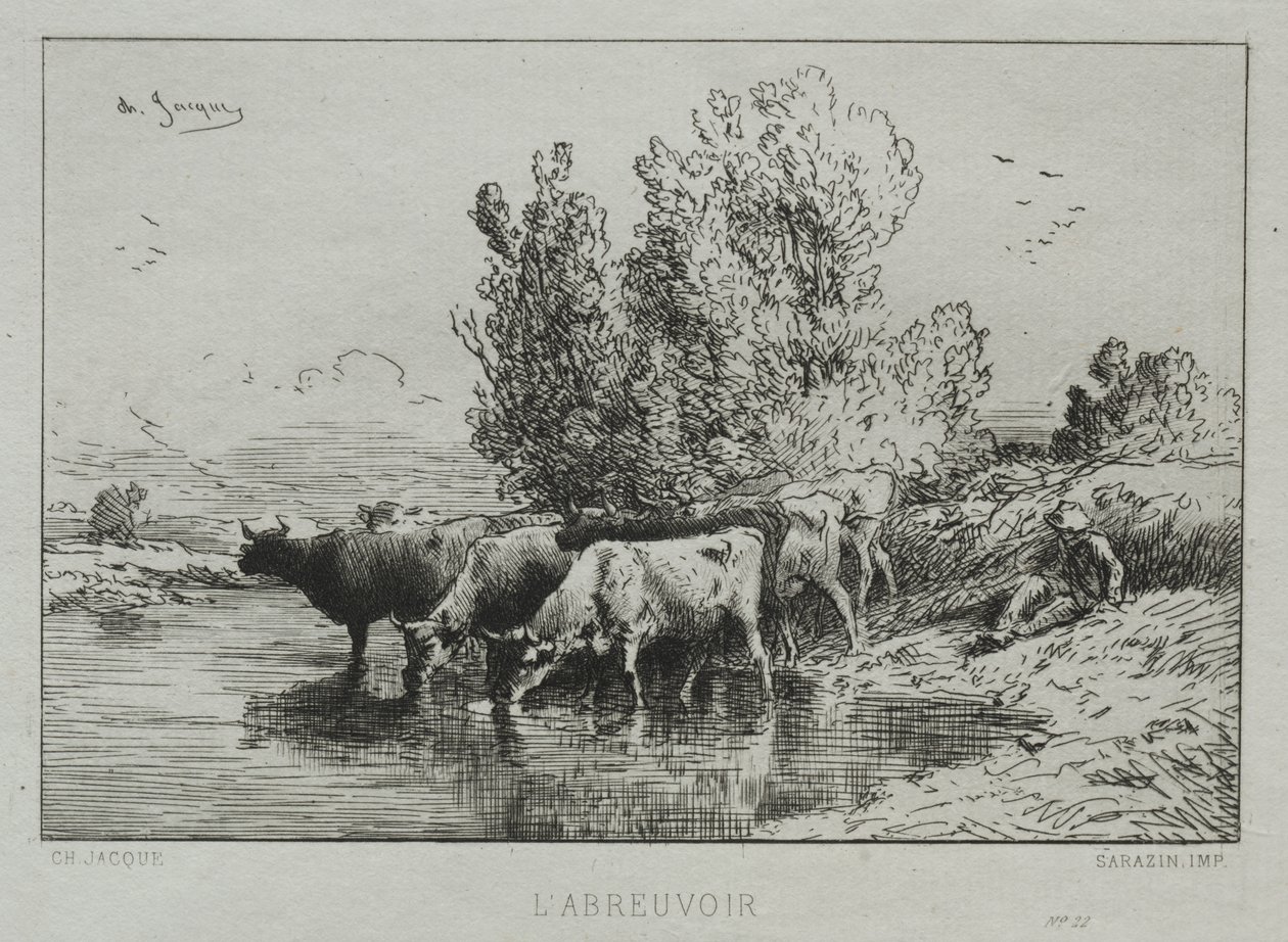 Bevattningsplatsen av Charles Emile Jacque