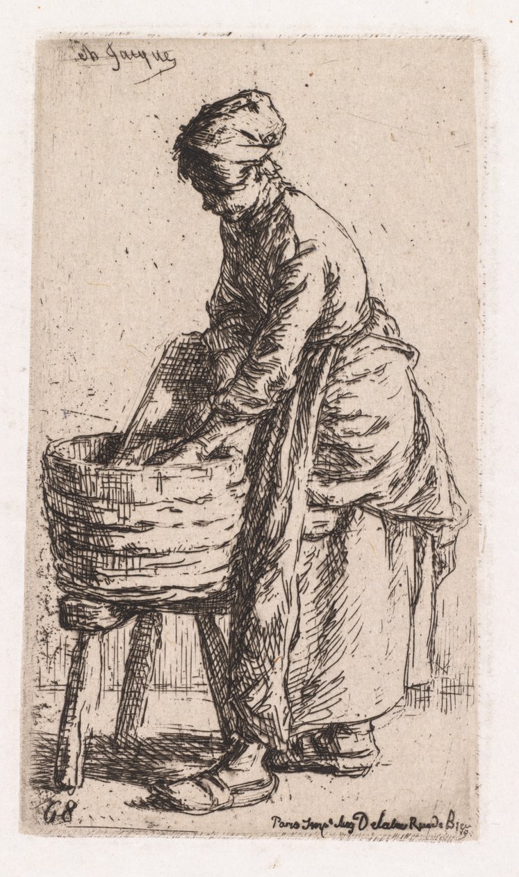 Tvättskvinna, 1850. av Charles Emile Jacque