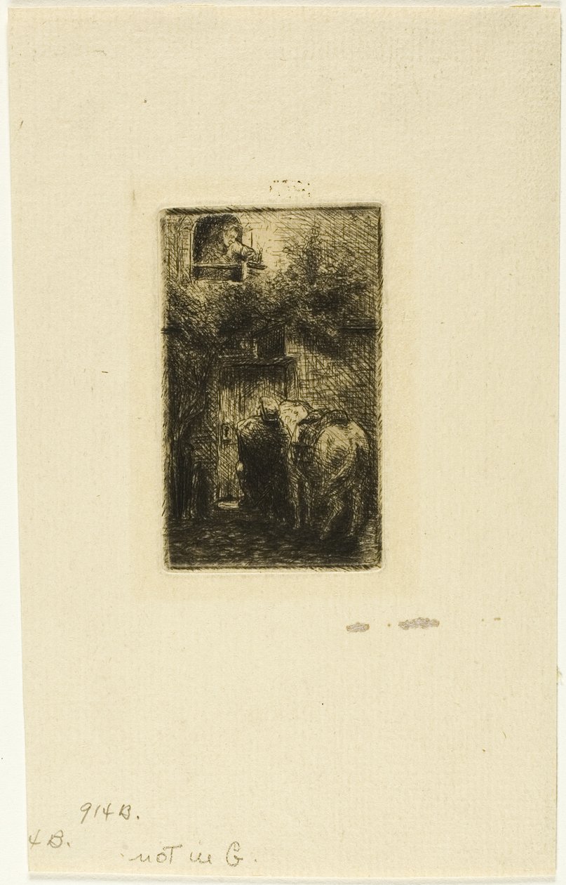 Kvinna vid Window of Inn av Charles Emile Jacque
