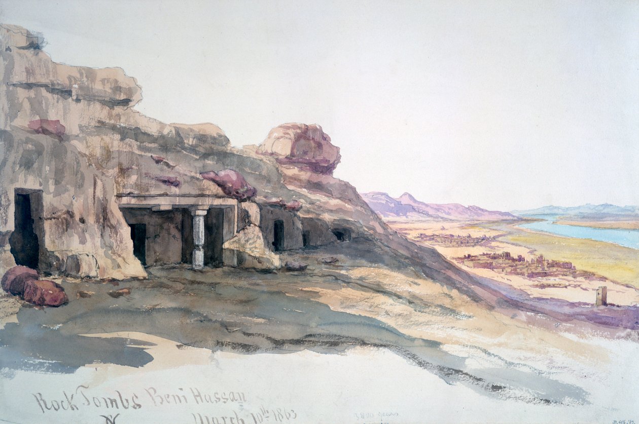 Klippgravar, Beni Hassan, 10 mars 1863, Egypten, 1863 av Charles Émile de Tournemine