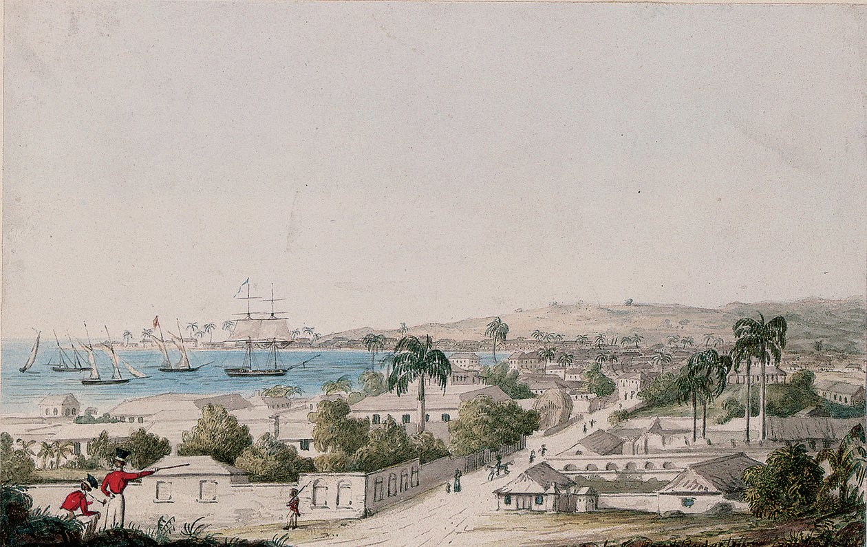 Utsikt över Carlisle Bay och Bridgetown, Barbados av Charles Emilius Gold