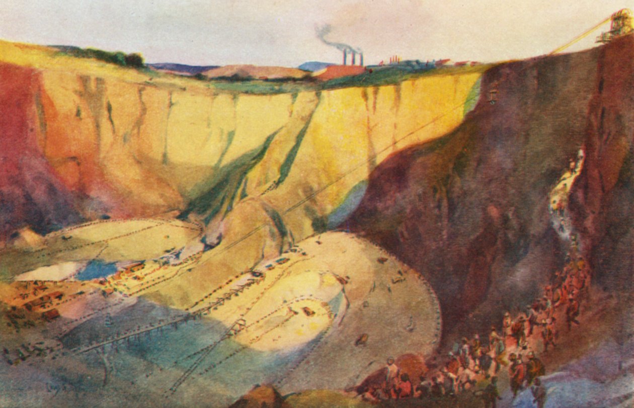 Där Cullinan-diamanten hittades, Premier Mine (färglitografi) av Charles Ernest Peers