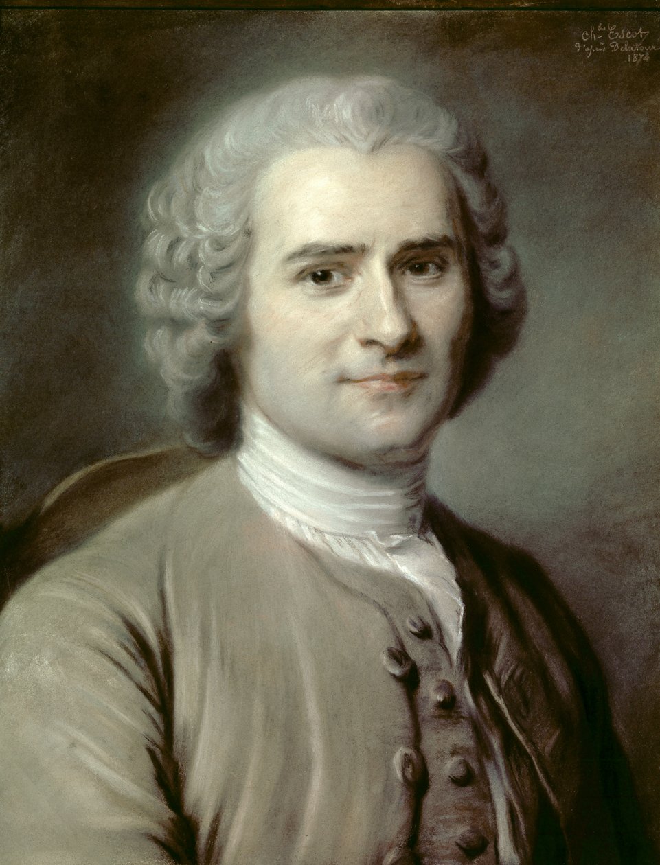 Porträtt av Jean-Jacques (Jean Jacques) Rousseau (1712-1778), schweizisk filosof. Pastell av Charles Escot (1834-1902) 1874 sön. 0,46x0,38 m - Porträtt av Jean-Jacques (Jean Jacques) Rousseau (1712-1778), schweizisk filosof. Pastell av Charles Escot (1834- av Charles Escot
