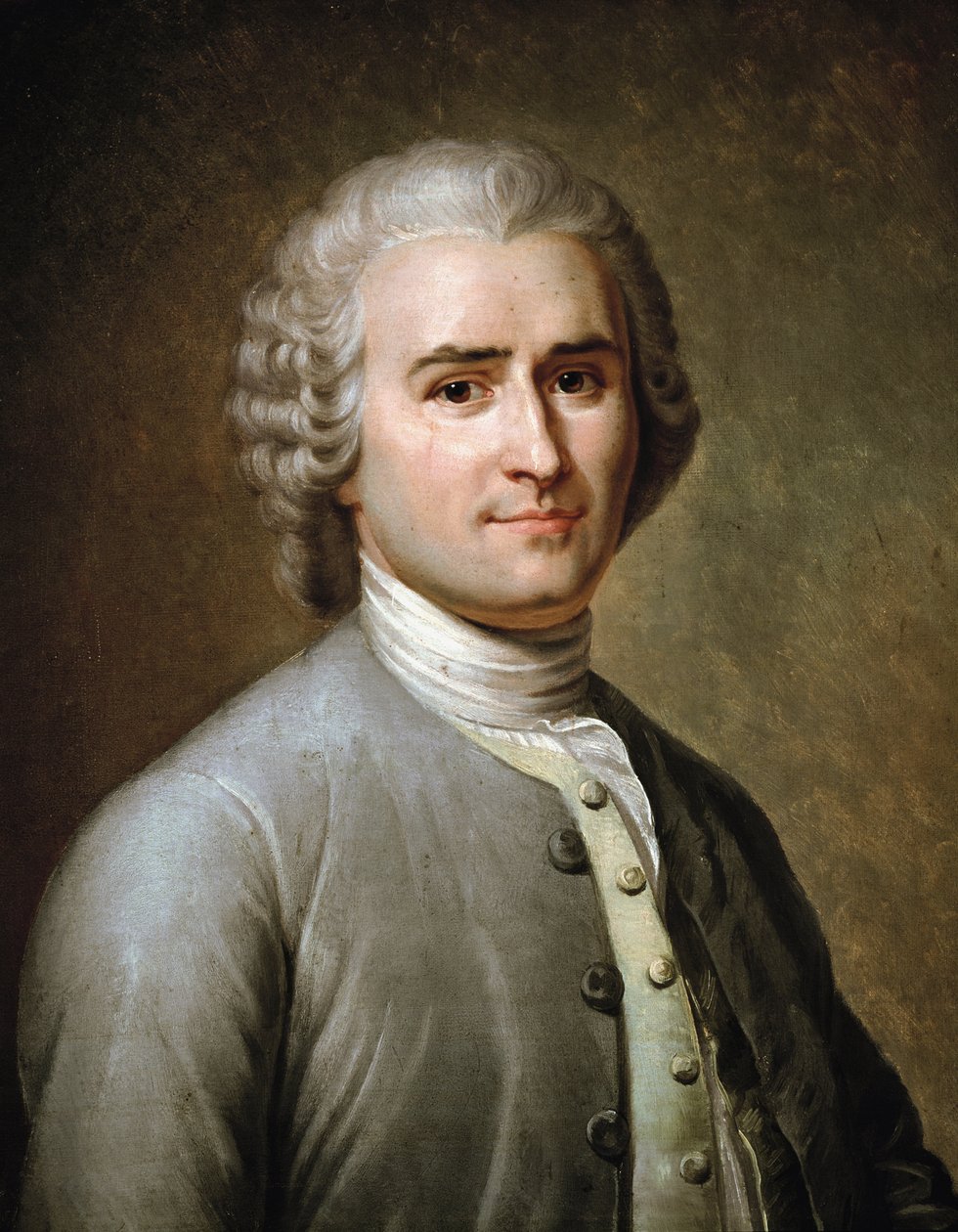 Porträtt av Jean-Jacques Rousseau, schweizisk filosof (pastell av Charles Escot