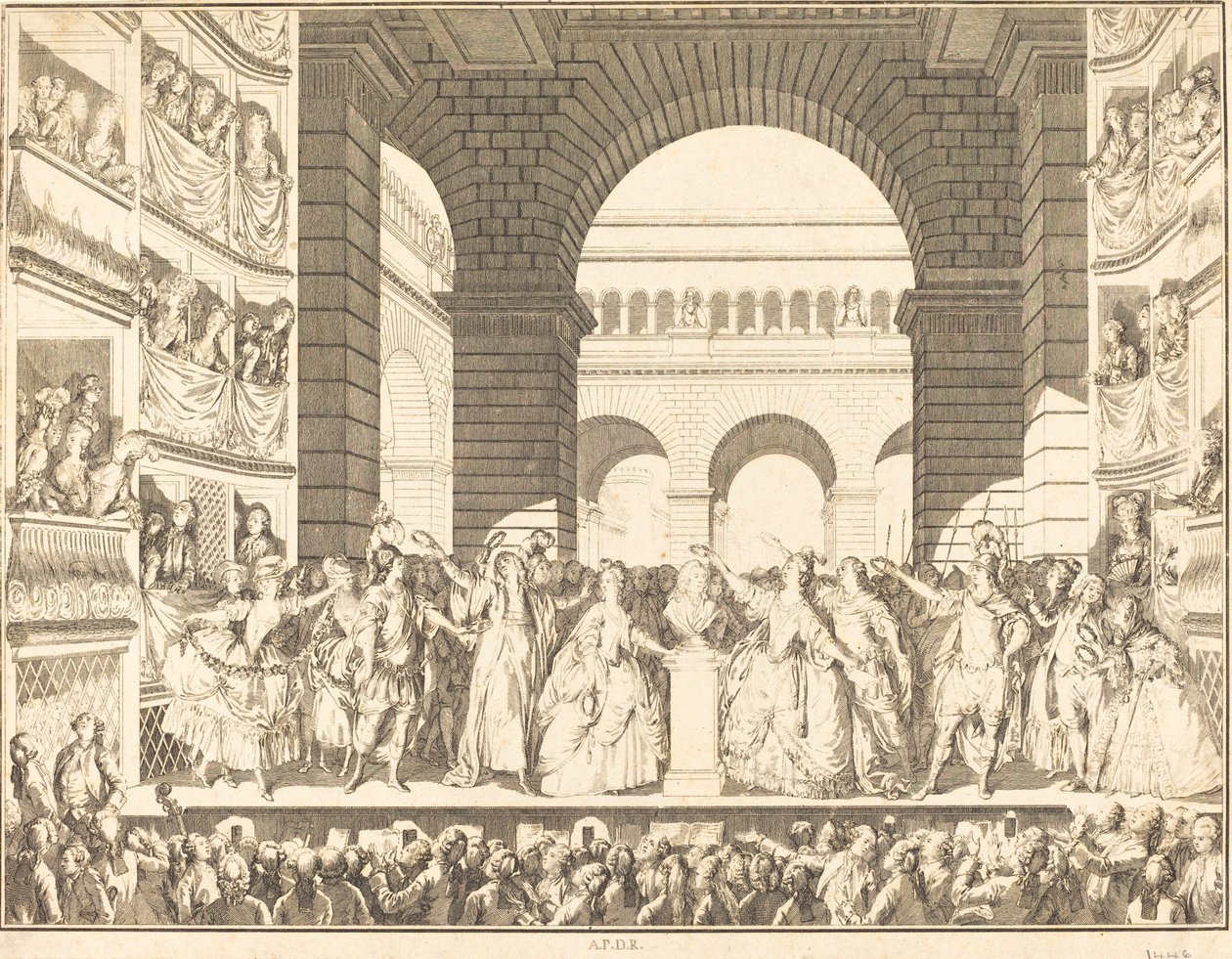 Coronation of Voltaire (The Crowning of Voltaire) av Charles Etienne Gaucher after Jean Michel Moreau