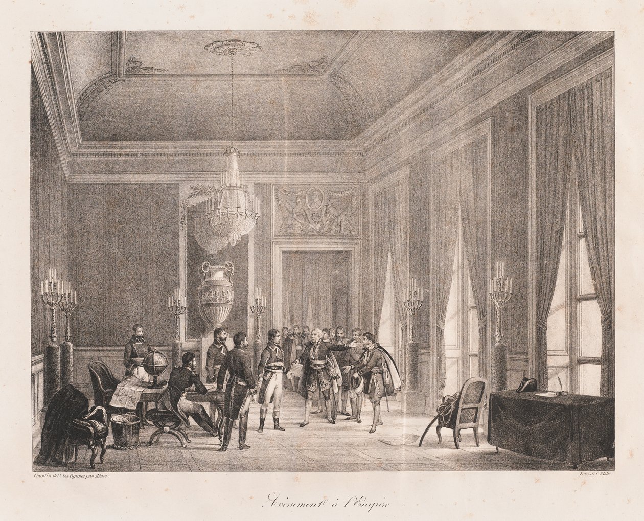 Början av imperiet, tidigt 1800-tal (litho) av Charles Etienne Pierre Motte