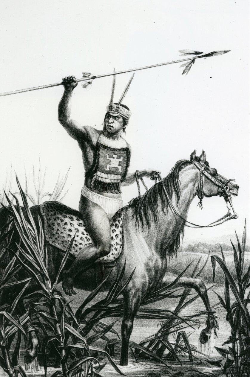 Chief of the Charruas från "Pitoresque and Historical trip to Brazil" av Jean Baptiste Debret, 1834 av Charles Etienne Pierre Motte