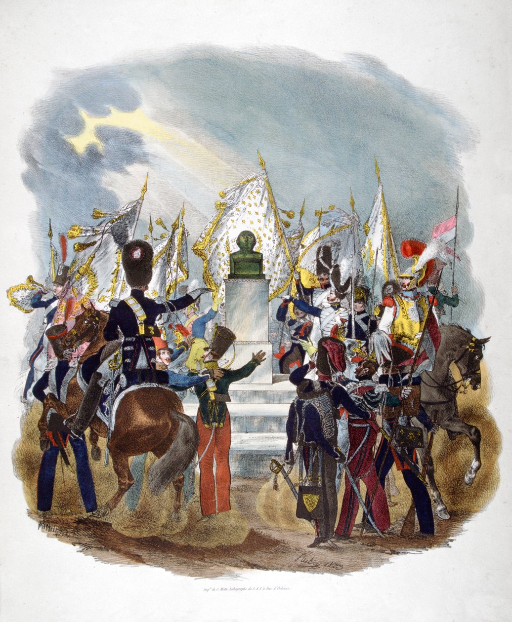 Olika franska arméuniformer och regementen, 1823. av Charles Etienne Pierre Motte