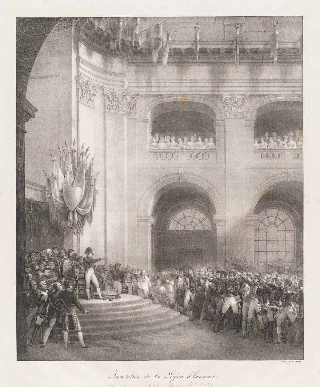 Bildande av Legion of Honor, tidigt 19:e århundrade (litho) av Charles Etienne Pierre Motte