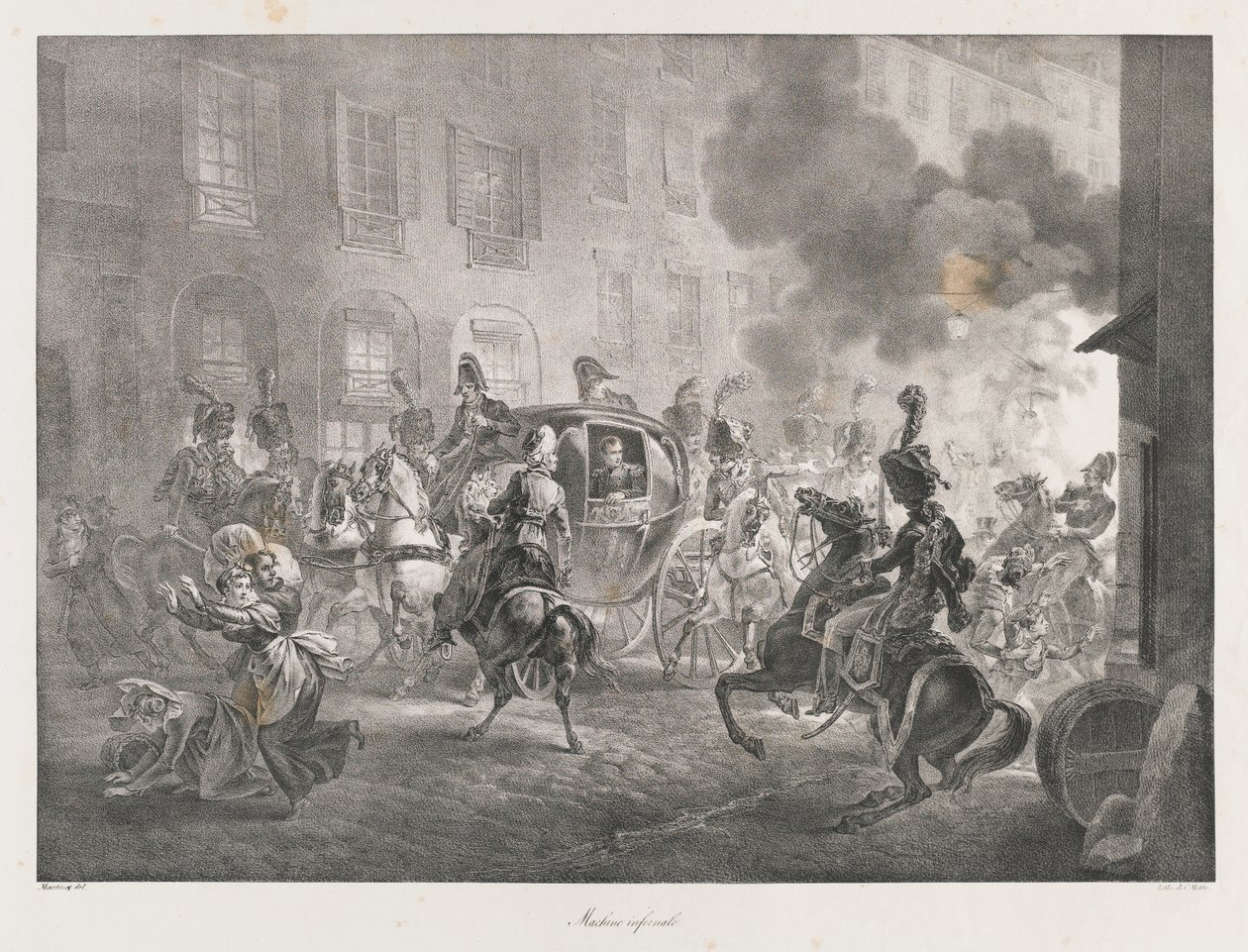Infernal Machine, tidigt 1800-tal (litho) av Charles Etienne Pierre Motte