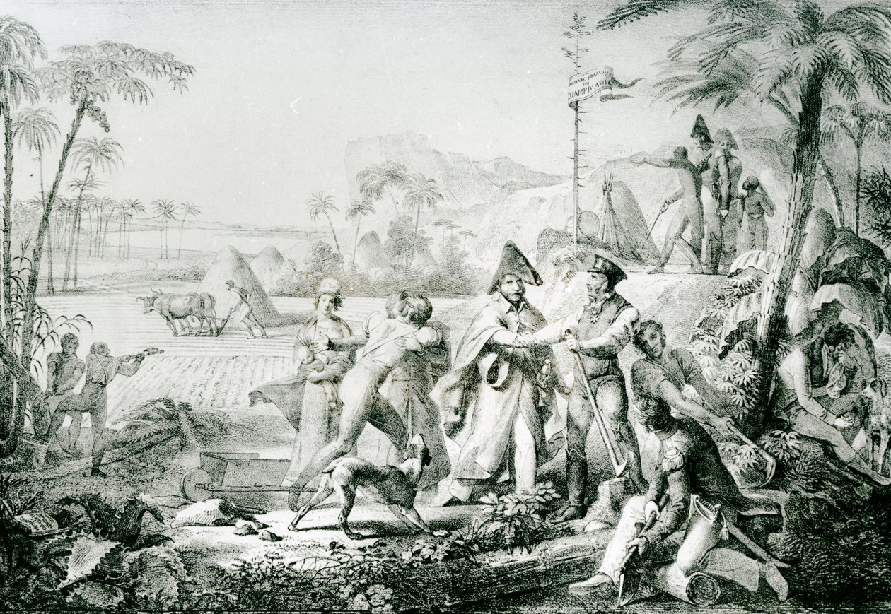 Endast laurbærarna kommer att växa utan odling, illustration för General Lallemand (1774-1839) vid Champ dAsile, 1819, efter Rullmann av Charles Etienne Pierre Motte