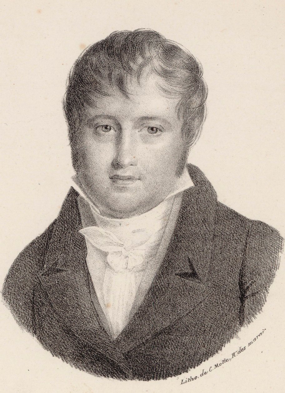 Porträtt av kompositören Nicolò Isouard 1775-1818. av Charles Etienne Pierre Motte