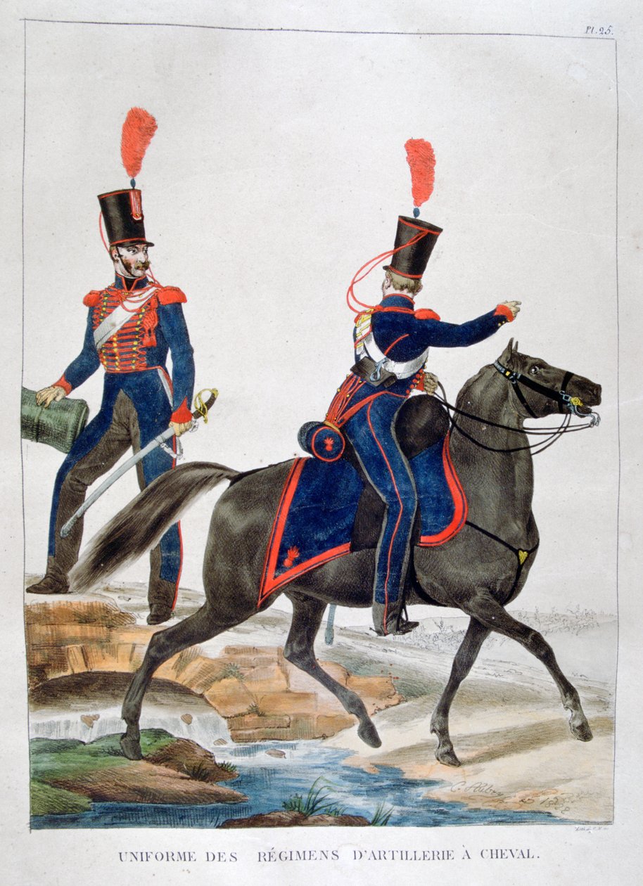 Uniform för ett regemente av hästartilleri, Frankrike, 1823. av Charles Etienne Pierre Motte