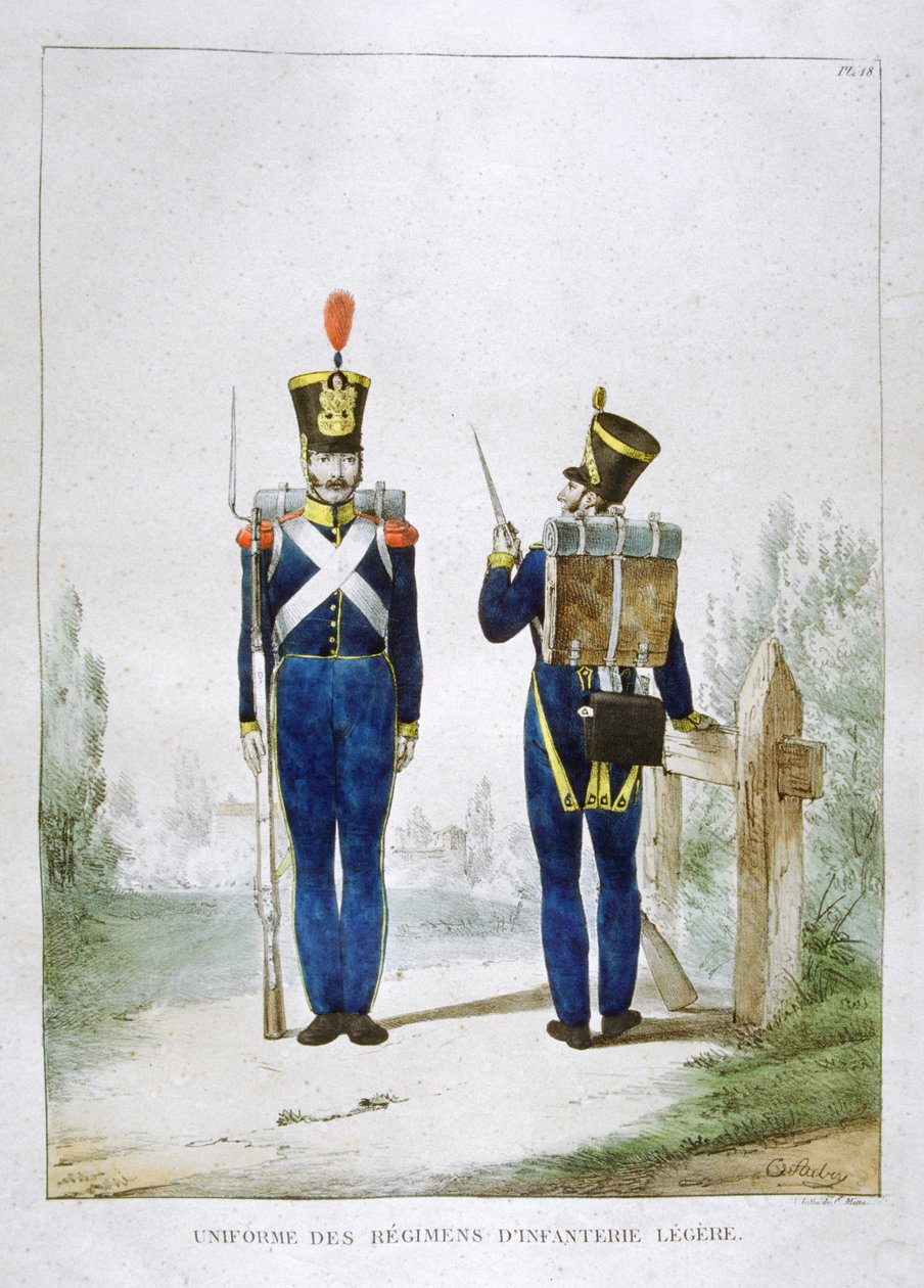 Uniform för ett regemente av lätt infanteri, Frankrike, 1823. av Charles Etienne Pierre Motte