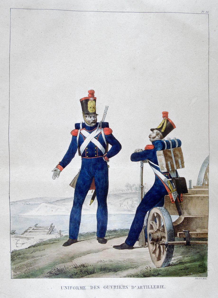 Artilleristuniform, Frankrike, 1823 av Charles Etienne Pierre Motte