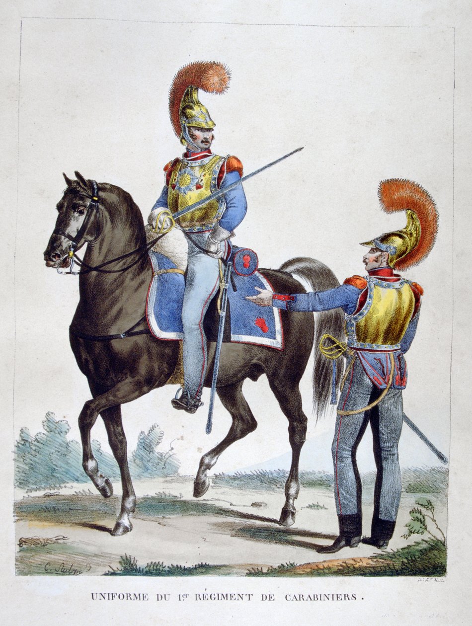 Uniform från 1:a regementet av Carabiniers, Frankrike, 1823. av Charles Etienne Pierre Motte