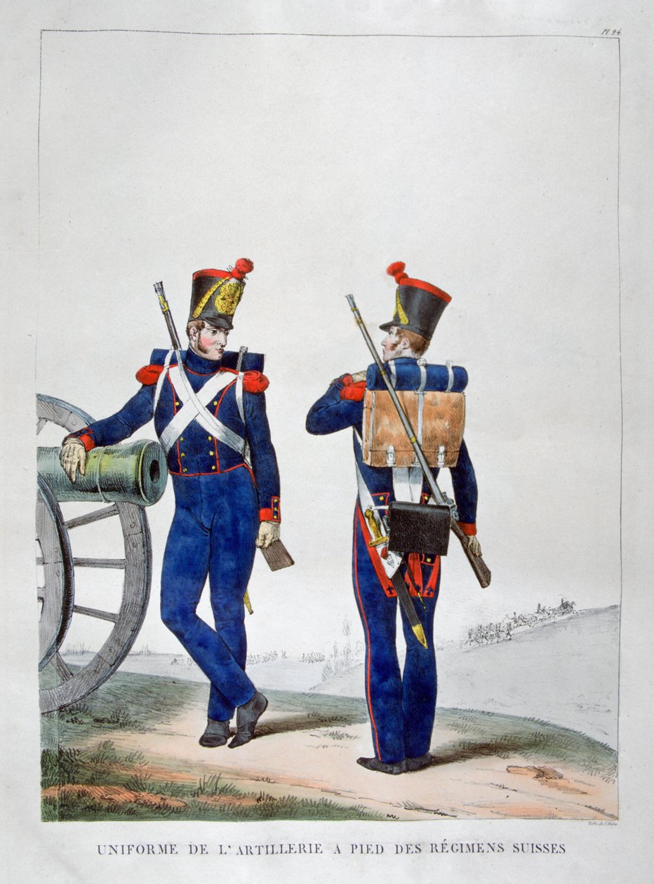 Uniformer för ett schweiziskt artilleriregemente, 1823. av Charles Etienne Pierre Motte