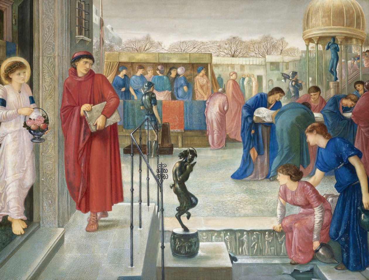 Prerafaelitiska målningar: Sankt Teofilus och ängeln. Legenden om Saint Dorotheas martyrskap (Sainte Dorothee, Dorothee de Cesaree) av Murray, Charles Fairfax (1849-1919) av Charles Fairfax Murray