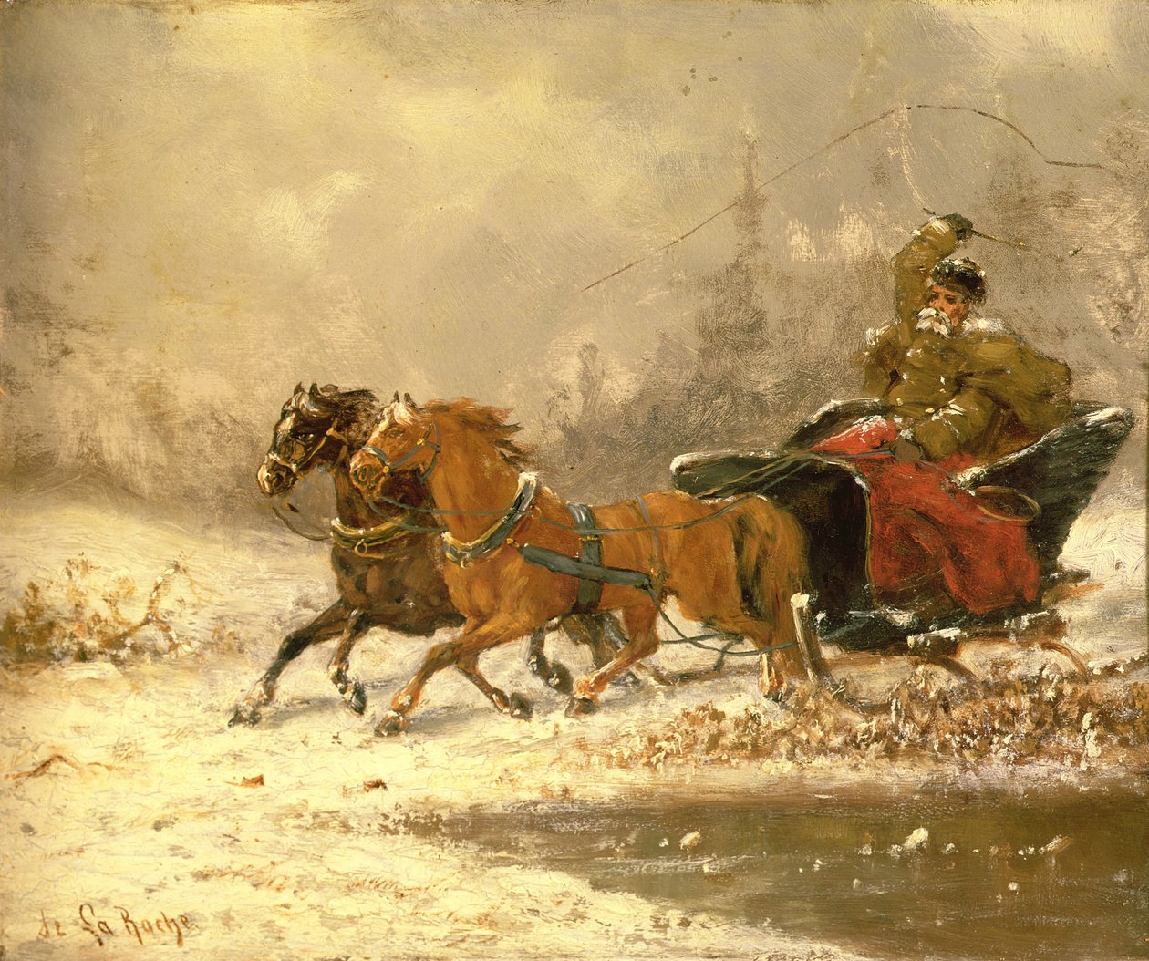 Återvänder hem på vintern av Charles Ferdinand De La Roche