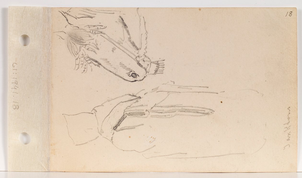 Studie av en Yankton-indian och en häst (blad 18 recto) av Charles Ferdinand Wimar