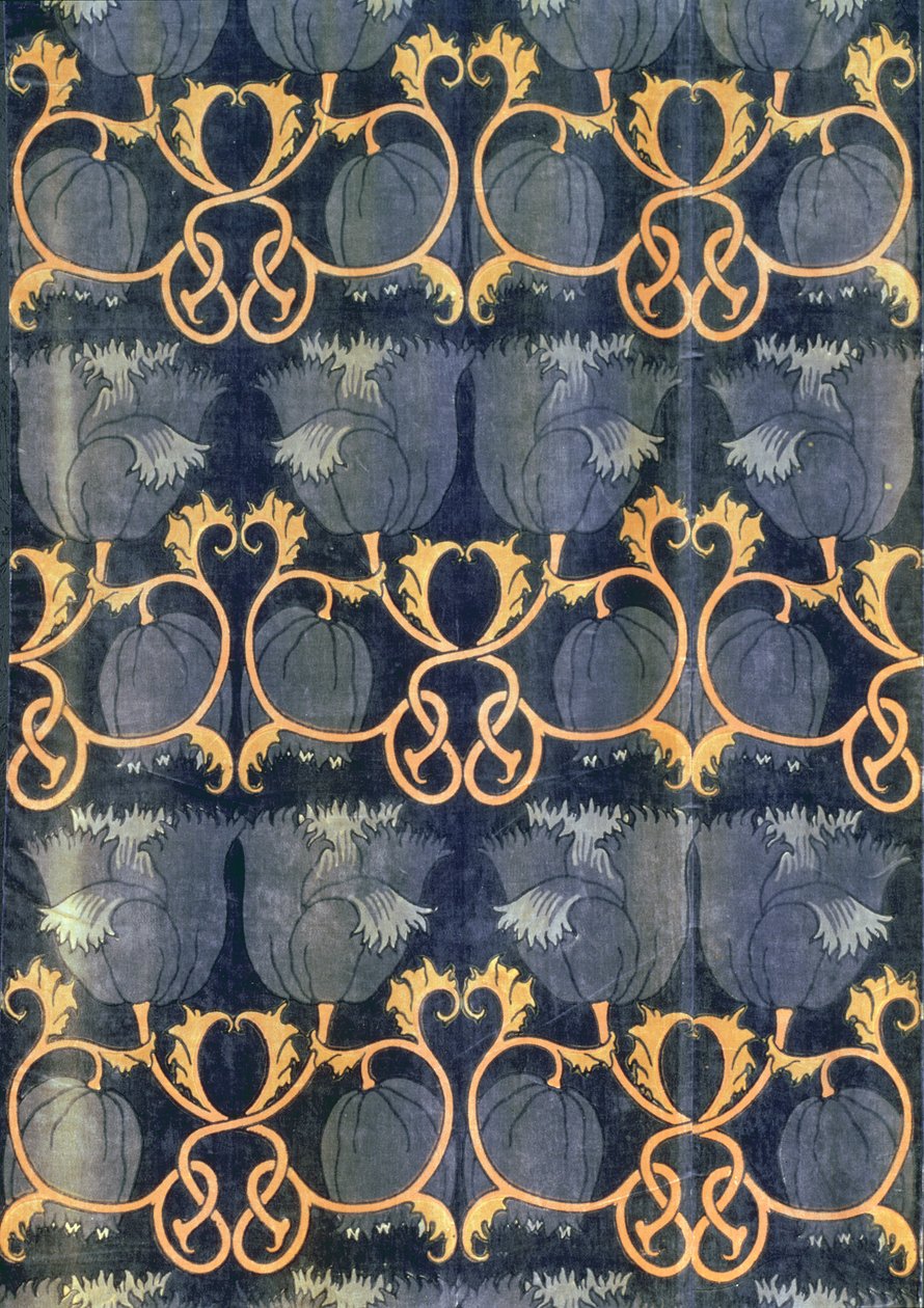 Vallmo, tillverkad av G.P.& J. Baker, ca 1888 (tryckt sammetsfärgad) av Charles Francis Annesley Voysey