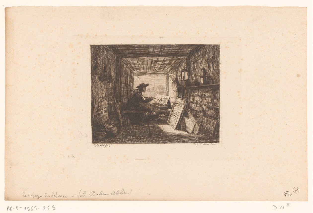 En konstnärs ateljé Le bateau-atelier Serier med landskap och händelser kring vatten (serietitel) Voyage en bateau av Charles Francois Daubigny