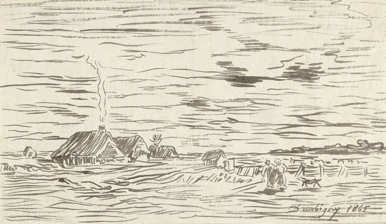 Bondgårdar i slätt mark av Charles Francois Daubigny