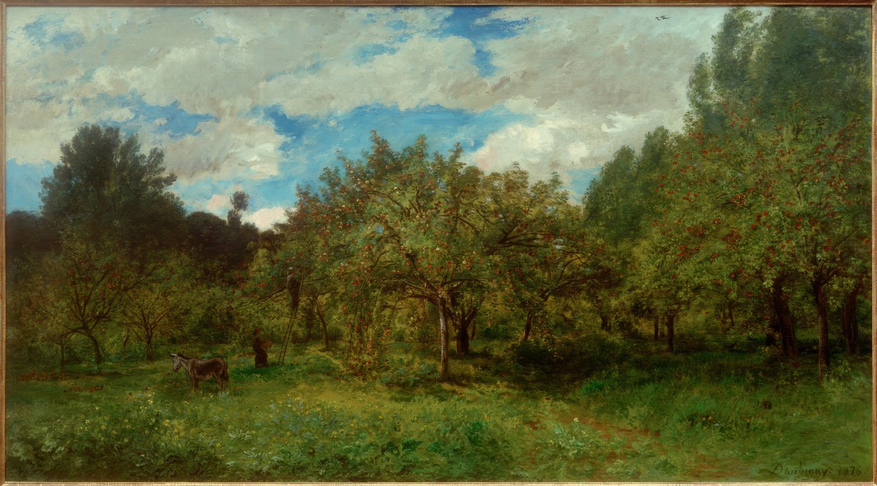 C.F.Daubigny, fransk fruktträdgård vid skördetid av Charles Francois Daubigny