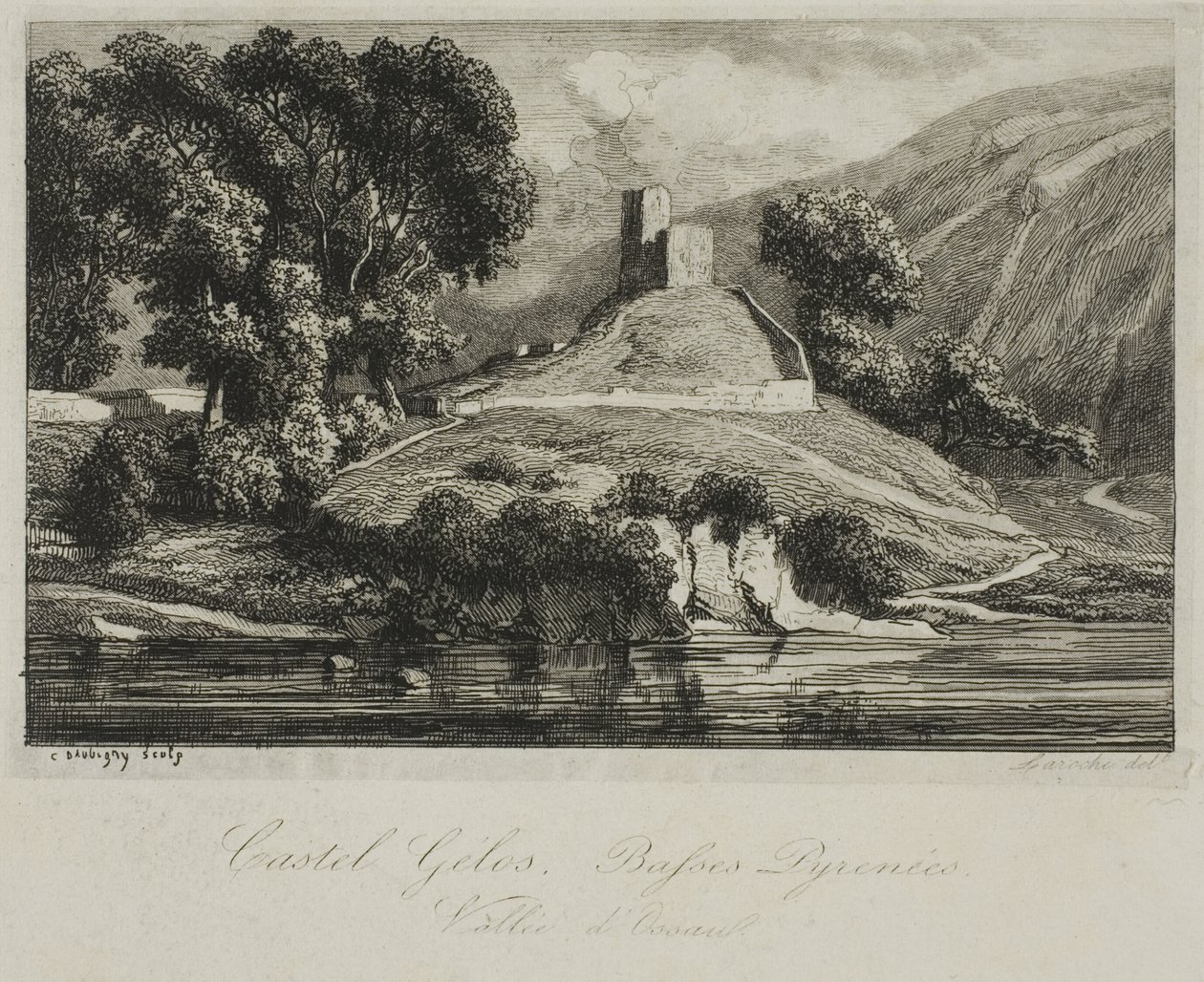 Castel Gélos (Ossaudalen) av Charles Francois Daubigny