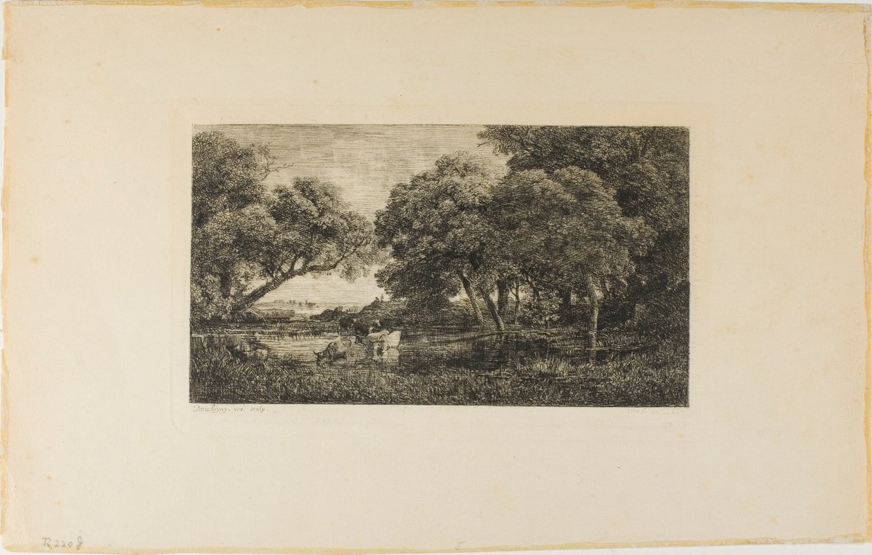 Boskap vid en pool av Charles Francois Daubigny