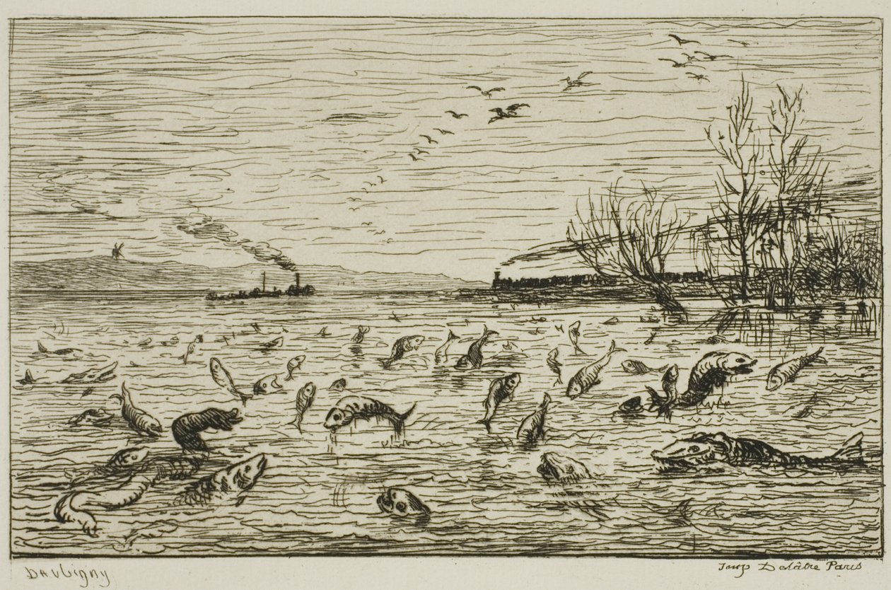 Fiskens firande av skeppsgossens avresa (Fisken) av Charles Francois Daubigny