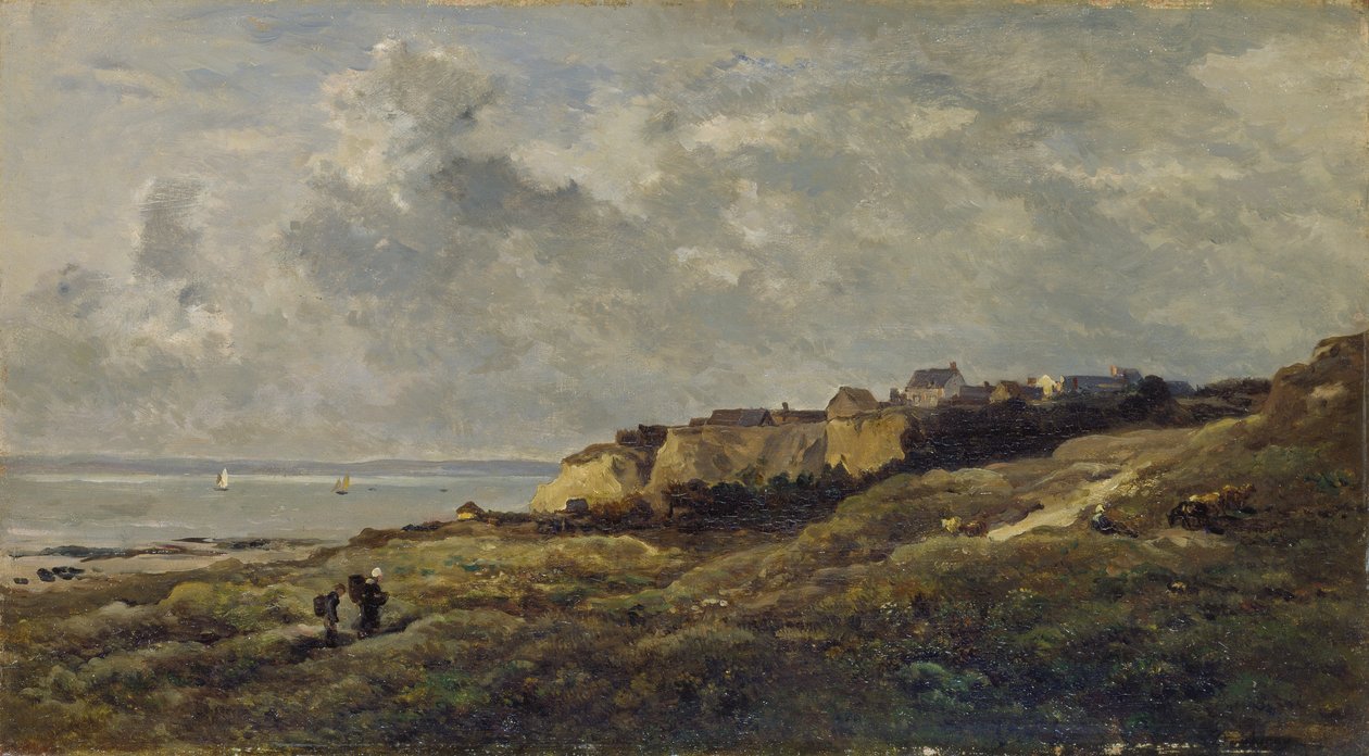 Kustlandskap i Normandie (Villerville-sur-Mer) av Charles Francois Daubigny