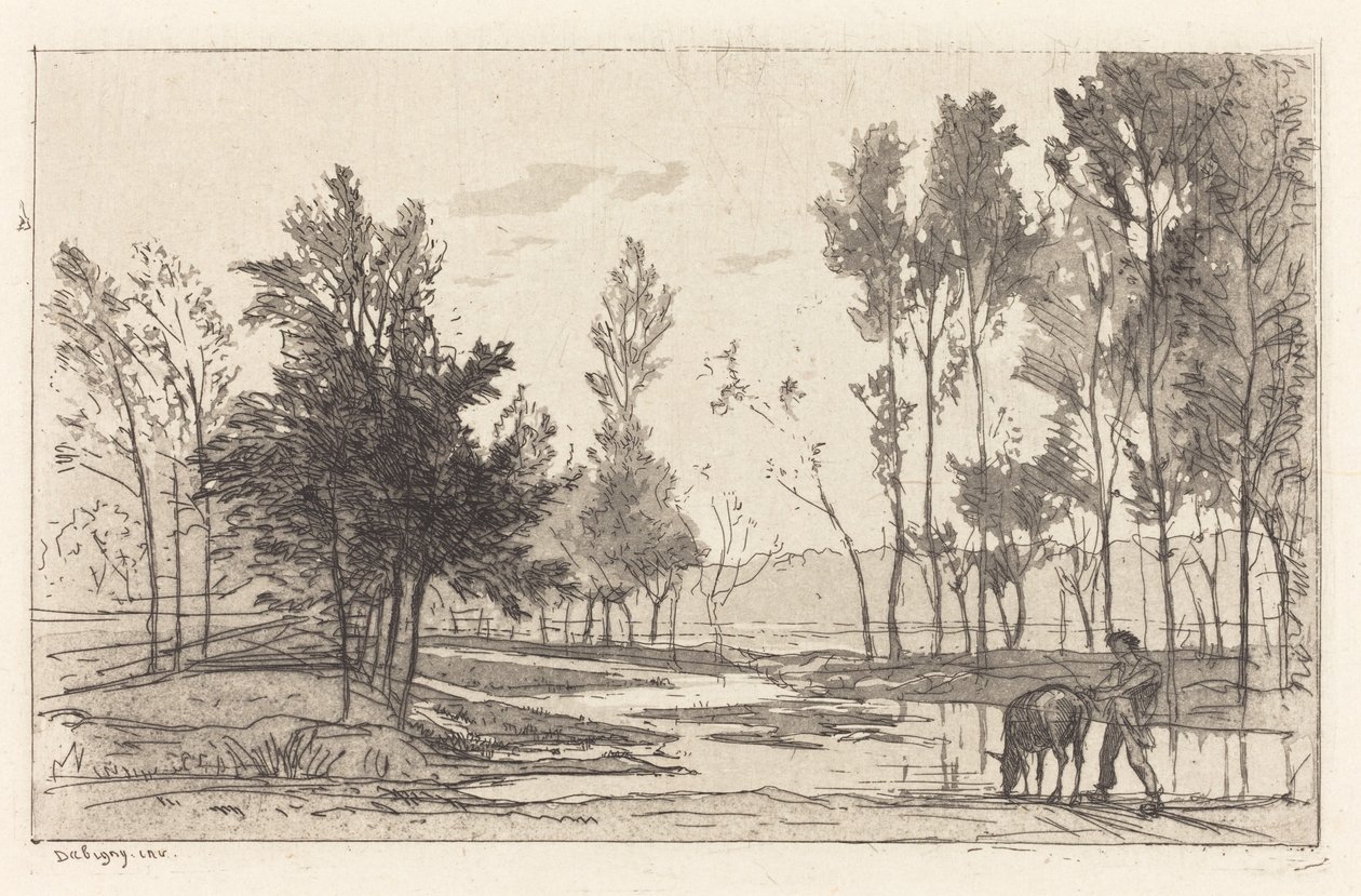 Åsnan på en vattningsplats av Charles Francois Daubigny