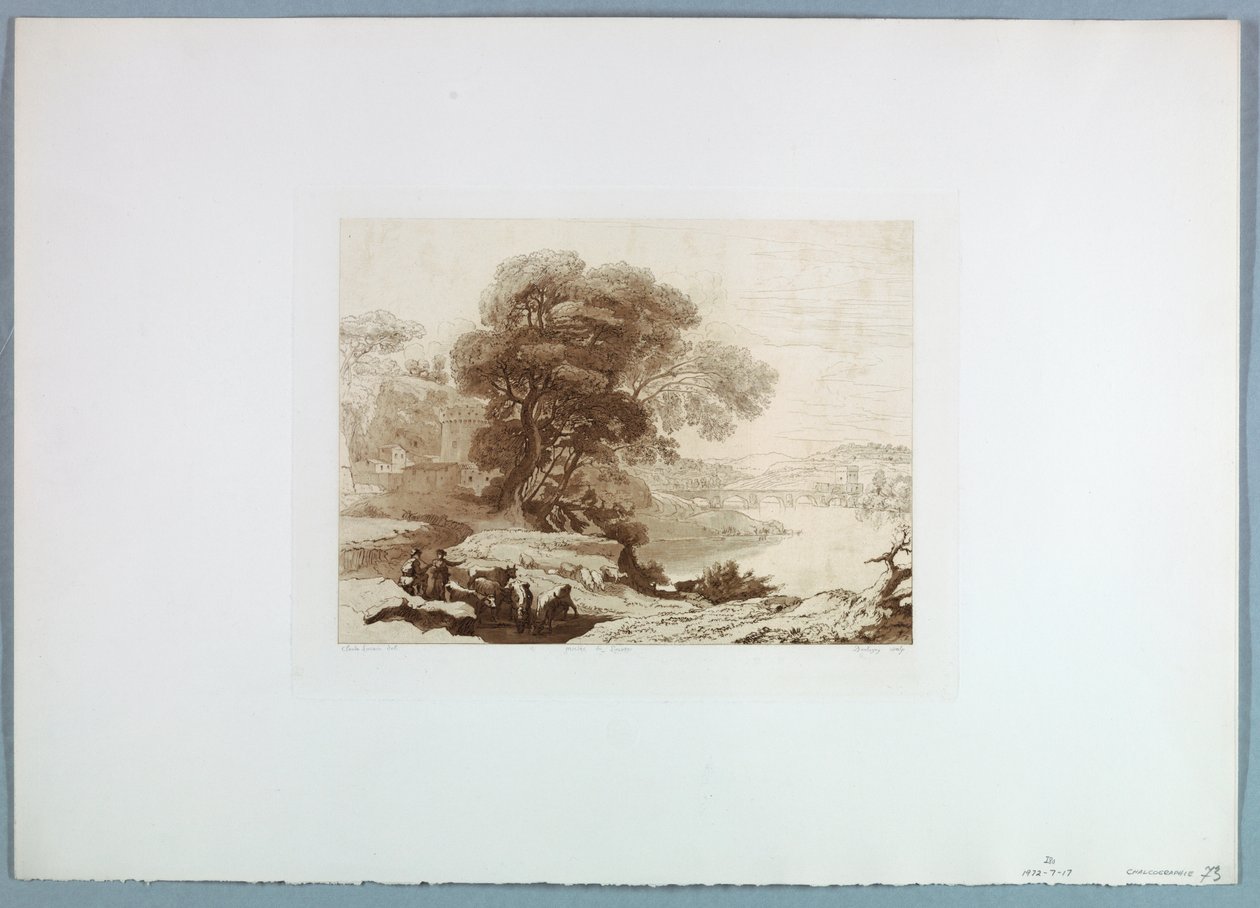 Teckning, Landskap (efter Claude Lorraine), 1849 av Charles Francois Daubigny