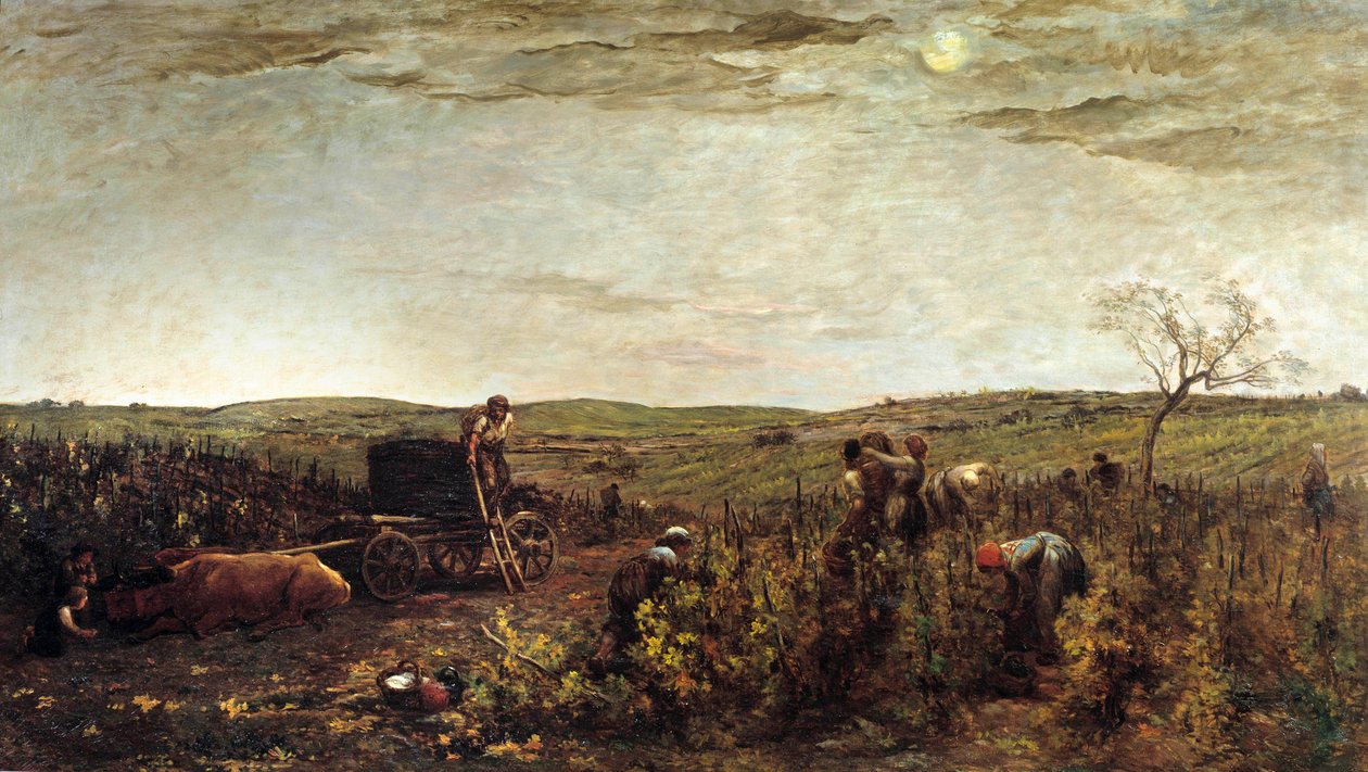 Skörd i Bourgogne Målning av Charles Francois Daubigny (1817-1878) 1863 Sön. 1,72x2,94 m Paris, musee d