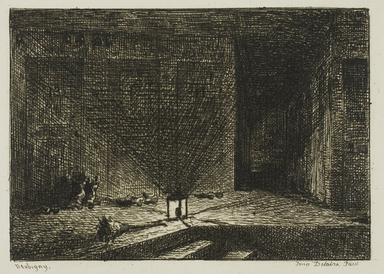 Interiör av ett värdshus (The Corridor of an Inn) av Charles Francois Daubigny