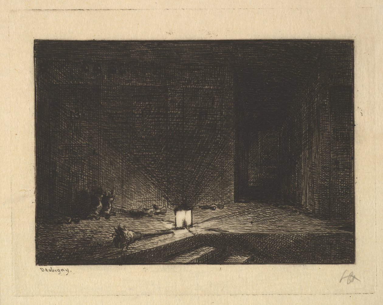 Interiör av ett gästgiveri, 1861-62. av Charles Francois Daubigny