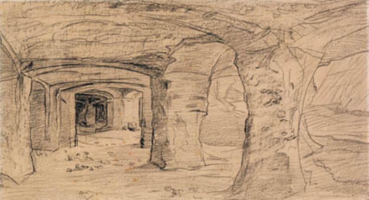Klippvalv i stenbrottet i Auvers-sur-Oise. av Charles Francois Daubigny