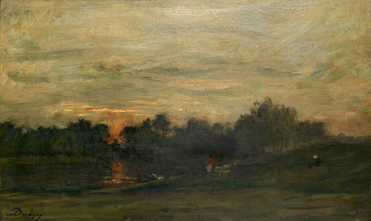 Landskap: Solnedgång, mitten av 1800-talet av Charles Francois Daubigny