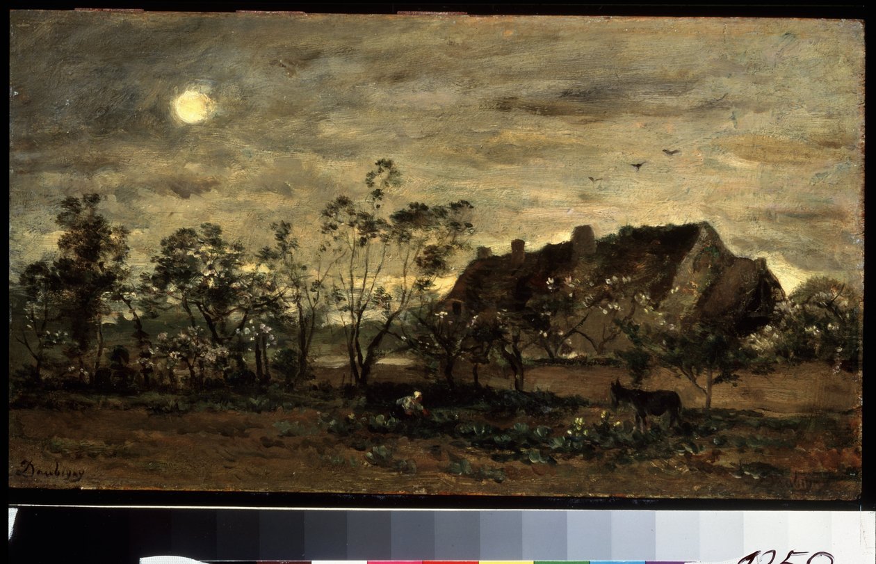 ""Kvällen faller på Honfleur i Normandie"" (Evening in Honfleur) Målning av Charles Francois Daubigny (1817-1878) 1870 Pushkin Museum, Moskva av Charles Francois Daubigny