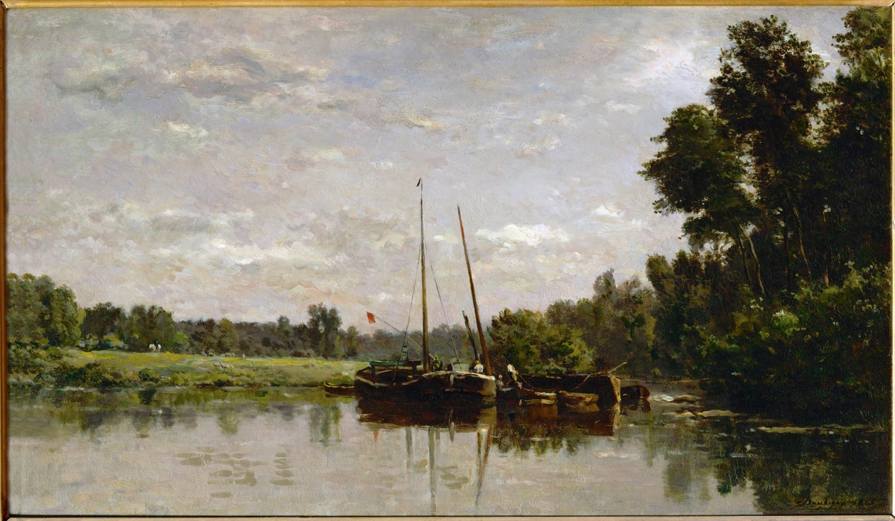 Les peniches - pråmarna ... av Charles Francois Daubigny